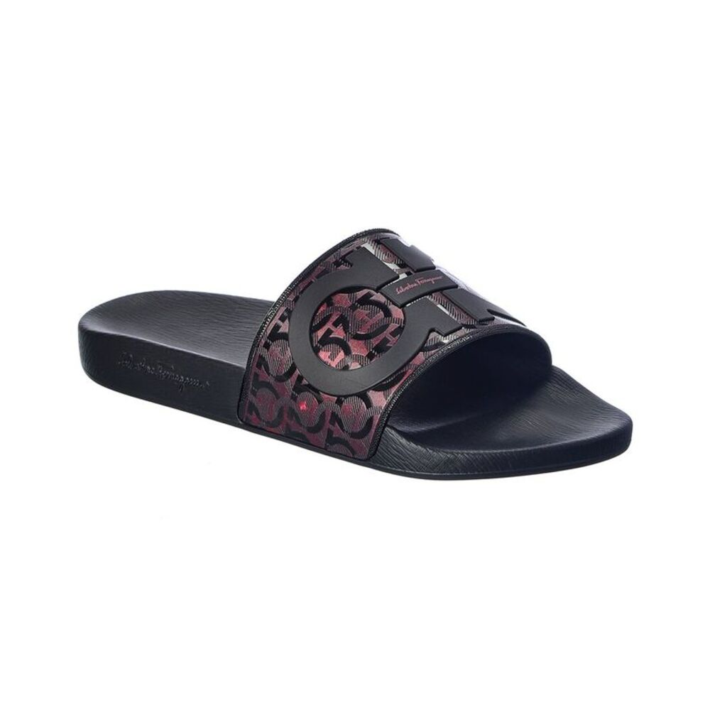 Ferragamo Groove 16 Rubber Slide, Red